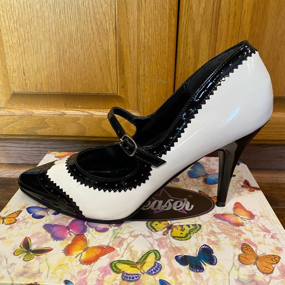 PLEASER MARY JANE SPATS PINUP RETRO VINTAGE BONNIE CLYDE HEELS SIZE 9 - Picture 9 of 17